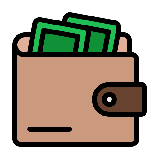 Wallet icon with money